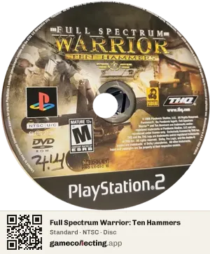 Full Spectrum Warrior: Ten Hammers PlayStation 2, NTSC disc