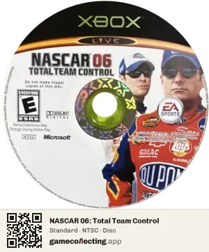 NASCAR 06: Total Team Control Xbox, NTSC disc
