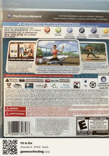Fit in Six PlayStation 3, NTSC box back