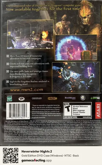 Neverwinter Nights 2 Computer, NTSC box back