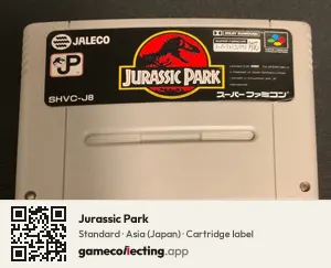 Jurassic Park Super Nintendo Entertainment System, Asia cartridge label