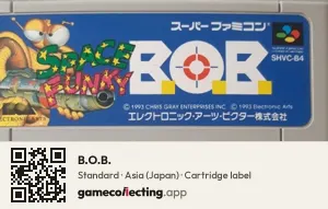 B.O.B. Super Nintendo Entertainment System, Asia cartridge label