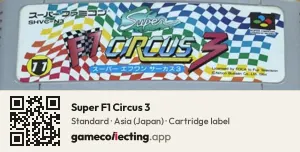 Super F1 Circus 3 Super Nintendo Entertainment System, Asia cartridge label
