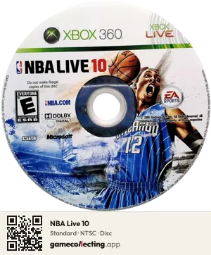 NBA Live 10 Xbox 360, NTSC disc