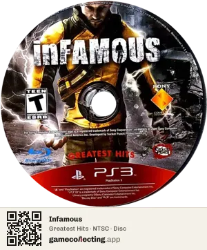 Infamous PlayStation 3, NTSC disc