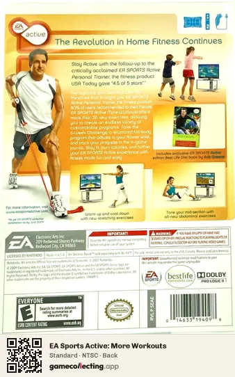 EA Sports Active: More Workouts Nintendo Wii, NTSC box back