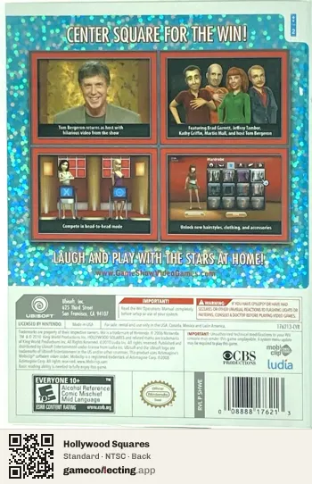 Hollywood Squares Nintendo Wii, NTSC box back