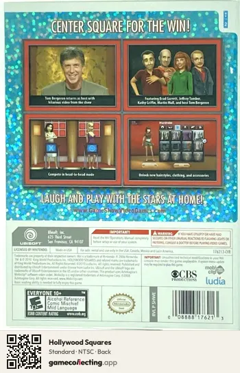 Hollywood Squares Nintendo Wii, NTSC box back