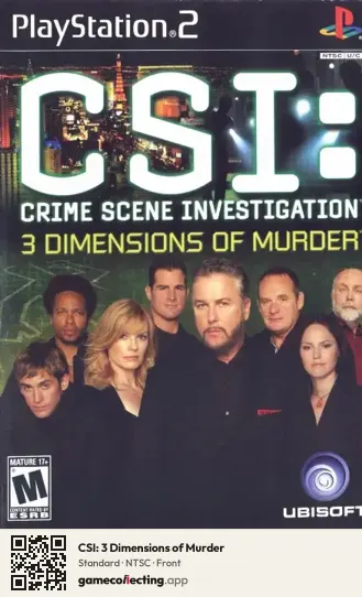 CSI: 3 Dimensions of Murder PlayStation 2, NTSC box front