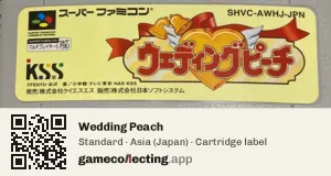 Wedding Peach Super Nintendo Entertainment System, Asia cartridge label