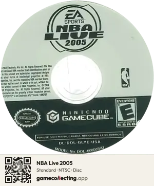 NBA Live 2005 Nintendo GameCube, NTSC disc