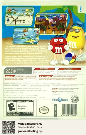 M&M's Beach Party Nintendo Wii, NTSC box back