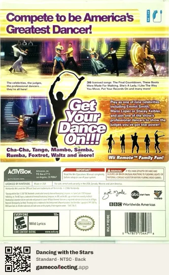 Dancing with the Stars Nintendo Wii, NTSC box back
