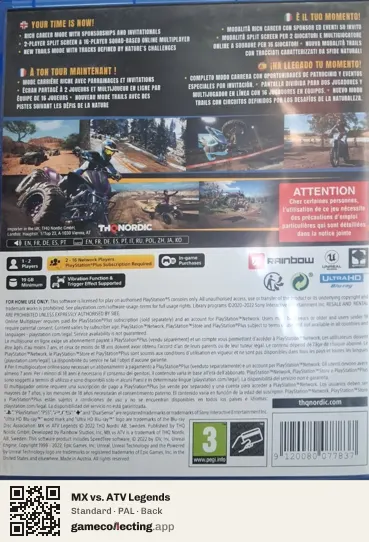 MX vs. ATV Legends PlayStation 5, PAL box back