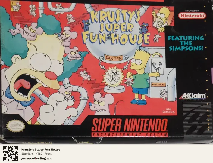 Krusty's Super Fun House Super Nintendo Entertainment System, NTSC box front