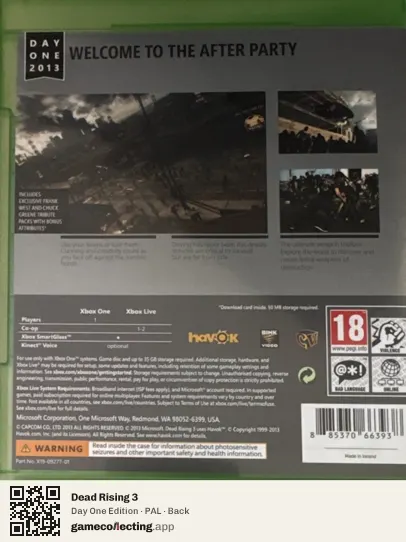 Dead Rising 3 Xbox One, PAL box back