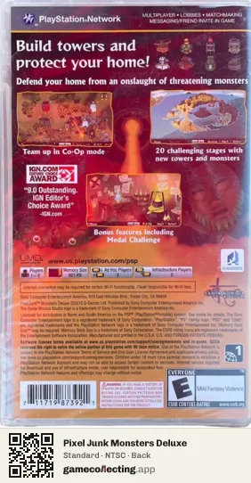 Pixel Junk Monsters Deluxe PlayStation Portable, NTSC box back
