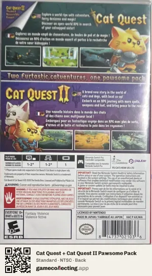 Cat Quest + Cat Quest II Pawsome Pack Nintendo Switch, NTSC box back