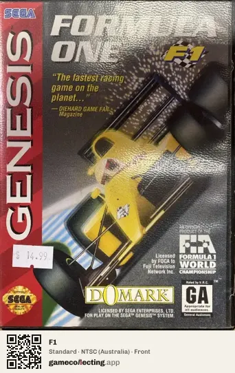 F1 Sega Mega Drive / Genesis, Australia box front
