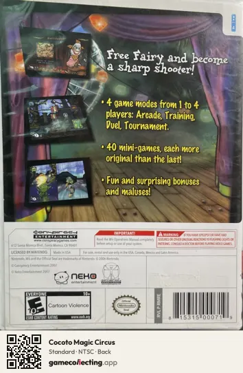 Cocoto Magic Circus Nintendo Wii, NTSC box back