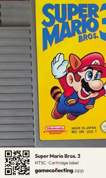 Super Mario Bros. 3 Nintendo Entertainment System, NTSC cartridge label