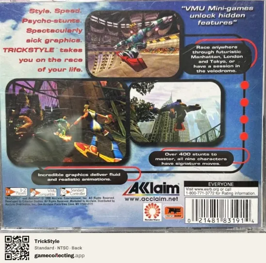 TrickStyle Sega Dreamcast, NTSC box back