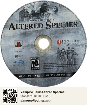 Vampire Rain: Altered Species PlayStation 3, NTSC disc