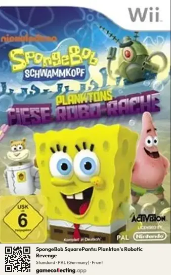 SpongeBob SquarePants: Plankton's Robotic Revenge Nintendo Wii, Germany box front