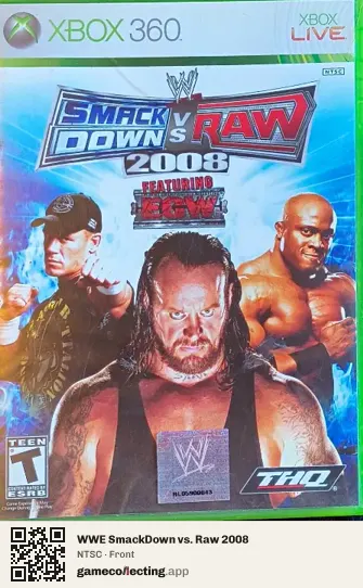 WWE SmackDown vs. Raw 2008 Xbox 360, NTSC box front