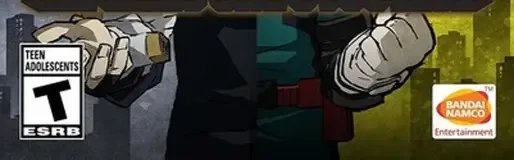 My Hero One's Justice, the ESRB box on its front
