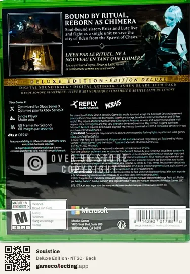 Soulstice Xbox Series X, NTSC box back