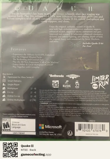 Quake II Xbox Series X, NTSC box back