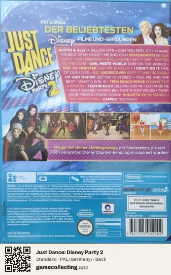 Just Dance: Disney Party 2 Nintendo Wii U, Germany box back