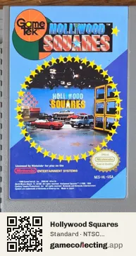 Hollywood Squares Nintendo Entertainment System, NTSC cartridge label