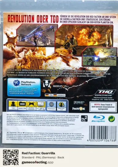 Red Faction: Guerrilla PlayStation 3, Germany box back