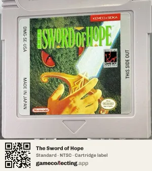 The Sword of Hope Game Boy, NTSC cartridge label