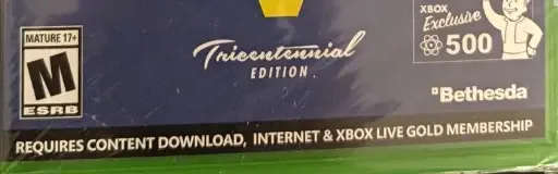 Fallout 76, the ESRB box on its front
