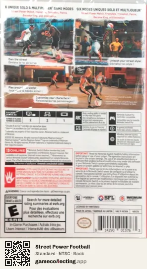 Street Power Football Nintendo Switch, NTSC box back