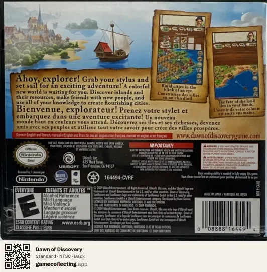 Dawn of Discovery Nintendo DS, NTSC box back