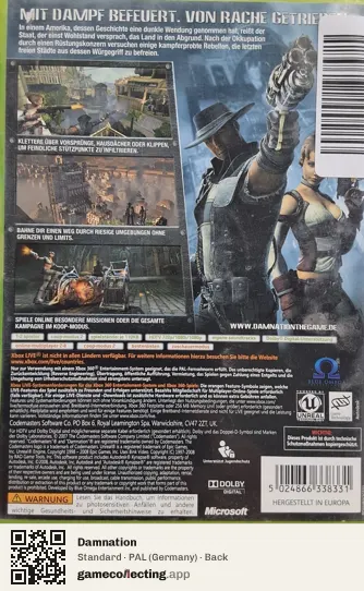 Damnation Xbox 360, Germany box back