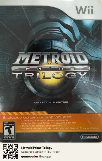Metroid Prime Trilogy Nintendo Wii, NTSC box front