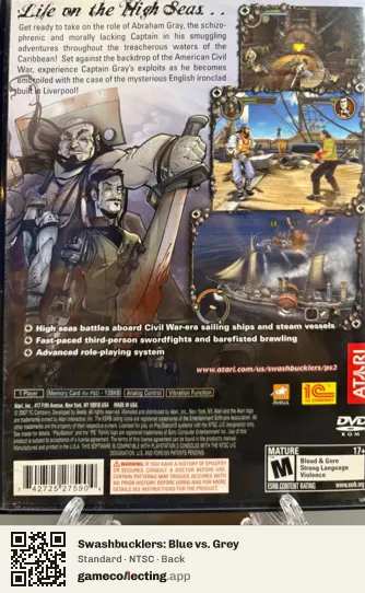 Swashbucklers: Blue vs. Grey PlayStation 2, NTSC box back