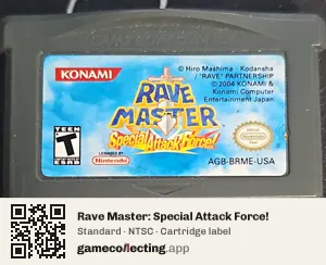 Rave Master: Special Attack Force! Game Boy Advance, NTSC cartridge label