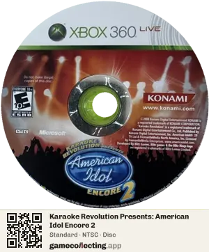 Karaoke Revolution Presents: American Idol Encore 2 Xbox 360, NTSC disc