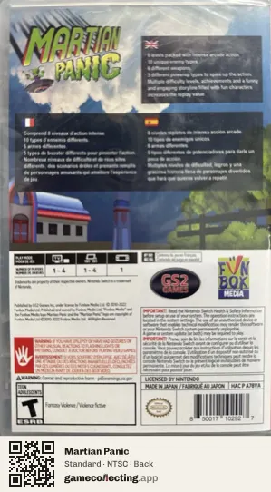 Martian Panic Nintendo Switch, NTSC box back