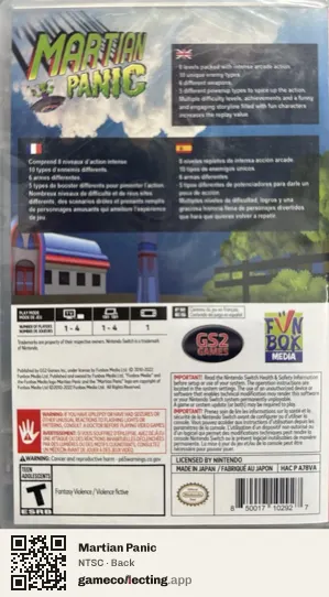 Martian Panic Nintendo Switch, NTSC box back