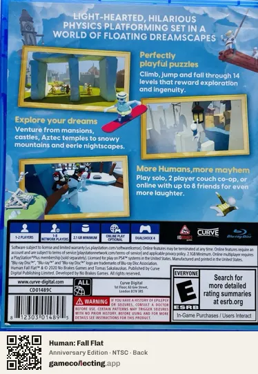 Human: Fall Flat PlayStation 4, NTSC box back