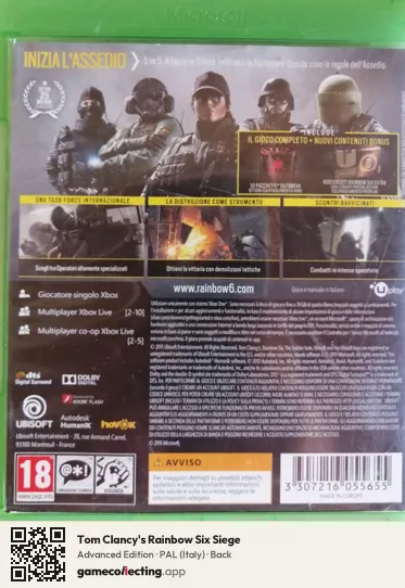 Tom Clancy's Rainbow Six Siege Xbox One, Italy box back