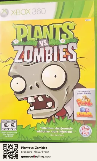 Plants vs. Zombies Xbox 360, NTSC box front