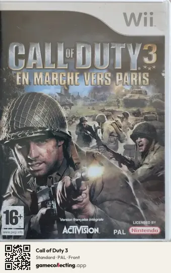 Call of Duty 3 Nintendo Wii, PAL box front